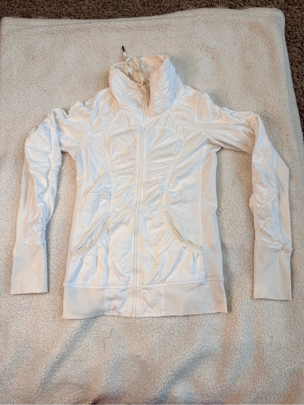 Lululemon Raja Jacket White Size 4 Reversible Ruched Full Zip